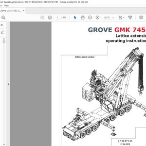 Grove Crane GMK 7450 Lattice Extension Operating Instruction Manual 3112671 - PDF DOWNLOAD