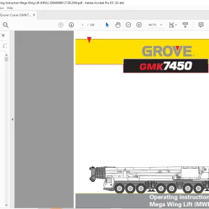 Grove Crane GMK 7450 Mega Wing Lift (MWL) Operating Instruction Manual 2084909 - PDF DOWNLOAD