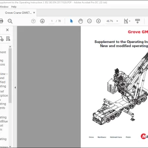Grove Crane GMK 7450 New & modified operating elements Supplement to the Operating Instructions Manual 3302583 - PDF DOWNLOAD