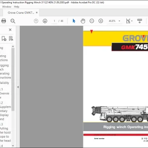 Grove Crane GMK 7450 Rigging winch Operating Instruction Manual 3112214 - PDF DOWNLOAD