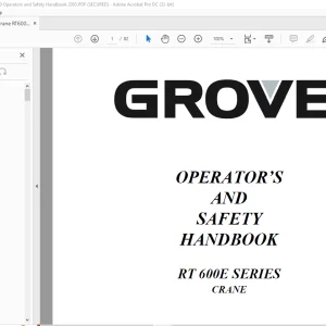 Grove Crane RT 600E Series Operator's & Safety Handbook Manual 003-00 - PDF DOWNLOAD