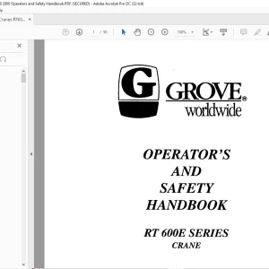 Grove Crane RT 600E Series Operator's & Safety Handbook Manual - PDF DOWNLOAD