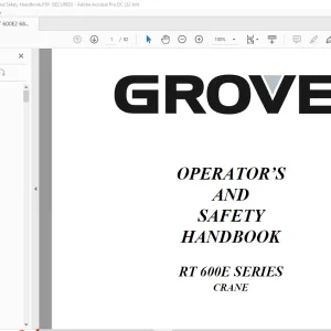 Grove Crane RT 600E Series Operator's & Safety Handbook Manual 6-828-100160 - PDF DOWNLOAD