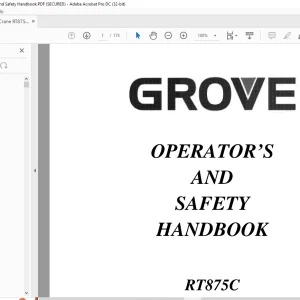 Grove Crane RT 875C Operator's & Safety Handbook Manual - PDF DOWNLOAD