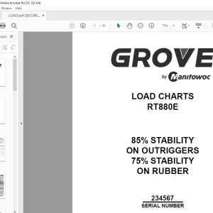 Grove Crane RT 880E Load Chart Manual SN 234567 - PDF DOWNLOAD