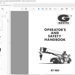 Grove Crane RT 980 Operator's & Safety Handbook Manual - PDF DOWNLOAD