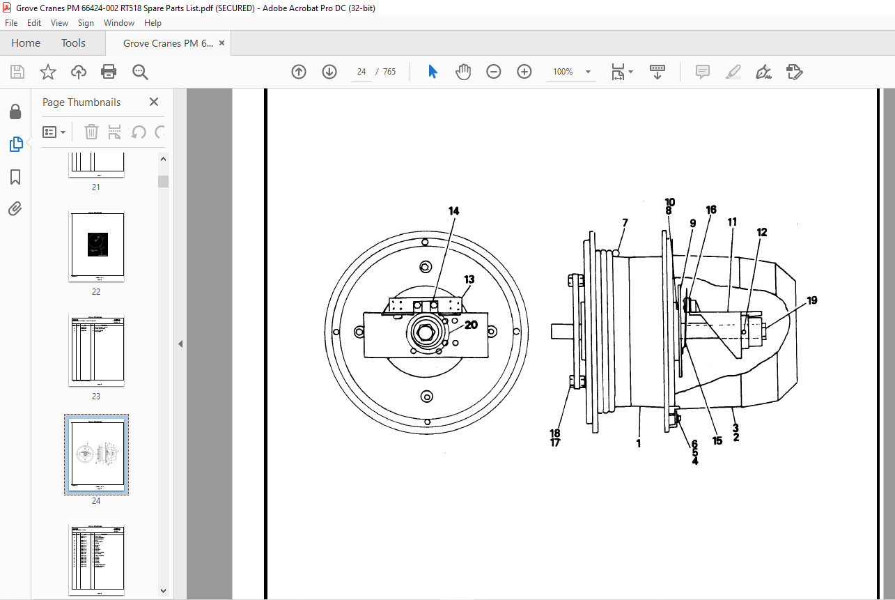 Grove Crane Rt518 Spare Parts Manual Sn 66424 - Pdf Download 