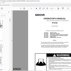 Grove Crane RT600E Operator's Manual 301-00 - PDF DOWNLOAD