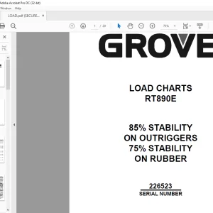 Grove Crane RT890E Load Chart Manual - PDF DOWNLOAD