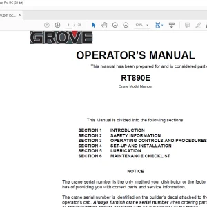 Grove Crane RT890E Operator's Manual 068-03 - PDF DOWNLOAD