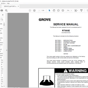 Grove Crane RT890E Service Manual 069-01 - PDF DOWNLOAD