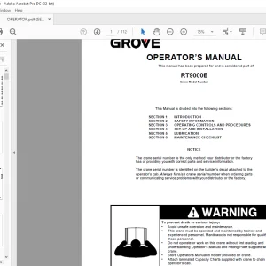 Grove Crane RT9000E Operator's Manual 076-00 - PDF DOWNLOAD