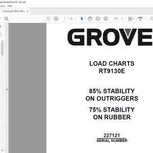 Grove Crane RT9130E Load Charts Manual SN 227121 - PDF DOWNLOAD