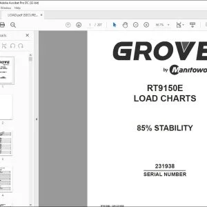 Grove Crane RT9150E Load Chart Manual SN 231938 - PDF DOWNLOAD