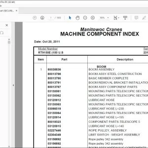 Grove Crane RT9150E Spare Parts Manual SN 231938 - PDF DOWNLOAD