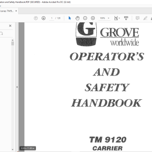 Grove Crane TM 9120 Carrier Operator's & Safety Handbook Manual - PDF ...