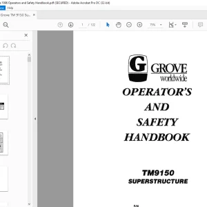 Grove Crane TM 9150 Superstructure Operator's & Safety Handbook Manual - PDF DOWNLOAD