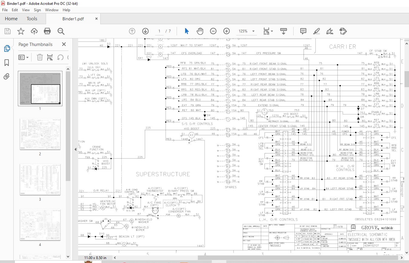 Grove Crane TMS 500E Electric Schematic Manual - PDF DOWNLOAD ...