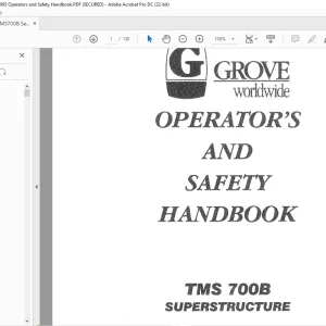 Grove Crane TMS 700B Superstructure Operator's & Safety Handbook Manual - PDF DOWNLOAD