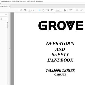 Grove Crane TMS500E Series Carrier Operators & Safety Handbook Manual - PDF DOWNLOAD