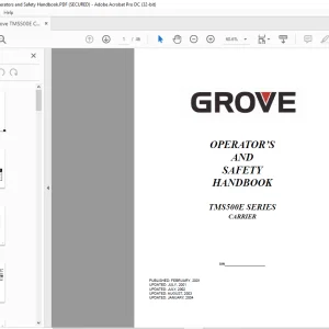 Grove Crane TMS500E Series Carrier Operator's & Safety Handbook Manual - PDF DOWNLOAD