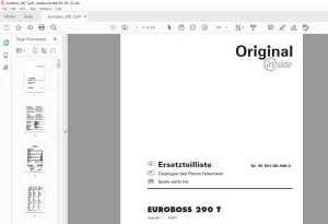 Pottinger Agricultural EUROBOSS 290 T Spare parts list Manual  - PDF DOWNLOAD