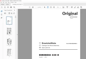 Pottinger Agricultural EUROBOSS 330 H Spare parts list Manual - PDF DOWNLOAD