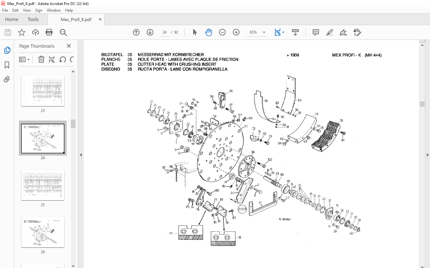 Pottinger Agricultural Forage Harvester MEX PROFI-K Spare parts list ...