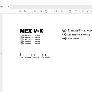 Pottinger Agricultural Forage Harvester MEX V-K Spare parts list Manual - PDF DOWNLOAD