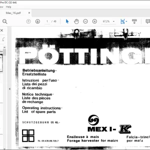 Pottinger Agricultural Forage Harvester Mex-1K Operating instructions List spare parts Manual - PDF DOWNLOAD