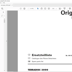 Pottinger Agricultural Tractor TERRADISC 3000 Spare parts list Manual -  PDF DOWNLOAD