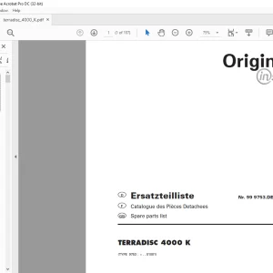 Pottinger Agricultural Tractor TERRADISC 4000 K Spare parts list Manual - PDF DOWNLOAD