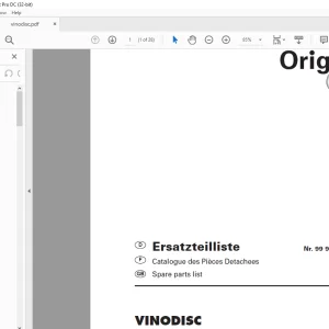 Pottinger Agricultural Tractor VINODISC Spare parts list Manual  - PDF DOWNLOAD