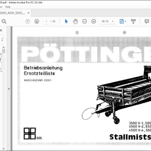 Pottinger Tractor 3500 V-1, 5000 V-1 ,6000 V- 1 4500 V-2 , 5500 V-2, 65 00 V-2 4500 V-4, 5500 V-4 ,6500 V-4 Ersatzteilliste Betriebsanleitung - PDF