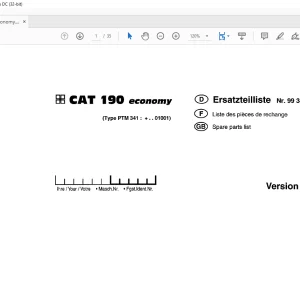 Pottinger Tractor CAT 190 economy Spare parts list Manual - PDF DOWNLOAD