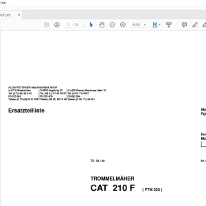 Pottinger Tractor CAT 210 F Spare parts list Manual  - PDF DOWNLOAD