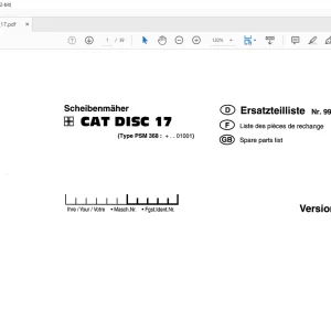 Pottinger Tractor CAT DISC 17 Spare parts list Manual  - PDF DOWNLOAD