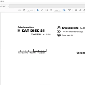 Pottinger Tractor CAT DISC 21 Spare parts list Manual - PDF DOWNLOAD