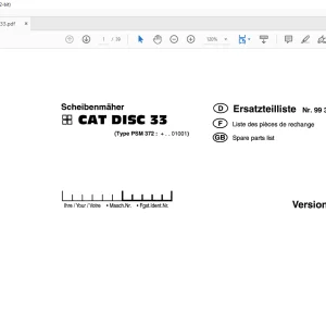 Pottinger Tractor CAT DISC 33 Spare parts list Manual  - PDF DOWNLOAD