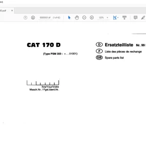 Pottinger Tractor Cat 170D Spare parts list Manual - PDF DOWNLOAD