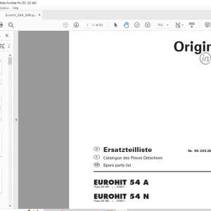 Pottinger Tractor EUROHIT 54 A EUROHIT 54 N Spare parts list Manual  - PDF DOWNLOAD