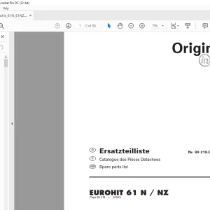 Pottinger Tractor EUROHIT 61 N NZ Spare parts list Manual  - PDF DOWNLOAD