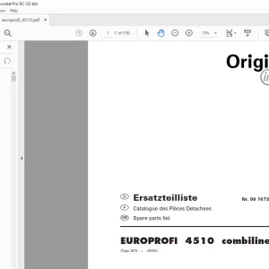 Pottinger Tractor EUROPROFI 4510 combiline Spare Parts Manual - PDF DOWNLOAD