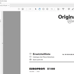 Pottinger Tractor EUROPROFI 5100 Spare Parts Manual - PDF DOWNLOAD