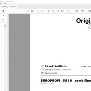 Pottinger Tractor EUROPROFI 5510 combiline Spare Parts Manual - PDF DOWNLOAD