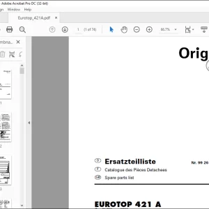 Pottinger Tractor EUROTOP 421 A Spare parts list Manual - PDF DOWNLOAD
