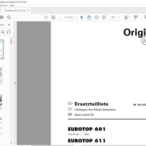 Pottinger Tractor EUROTOP 601 EUROTOP 611 Spare parts list Manual - PDF DOWNLOAD