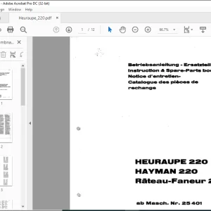 Pottinger Tractor HAVMAN 220 Instruction & Spare-Parts book Manual  - PDF DOWNLOAD