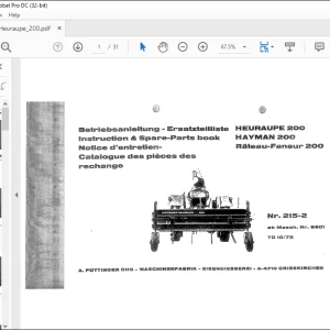 Pottinger Tractor HAVMAN200 Instruction & Spare-Parts book Manual  - PDF DOWNLOAD