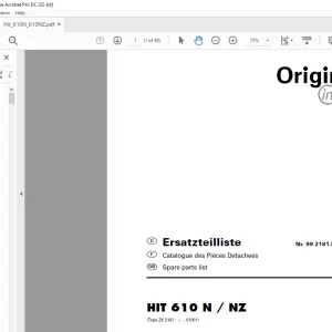 Pottinger Tractor HIT 610 N NZ Spare parts list Manual  - PDF DOWNLOAD